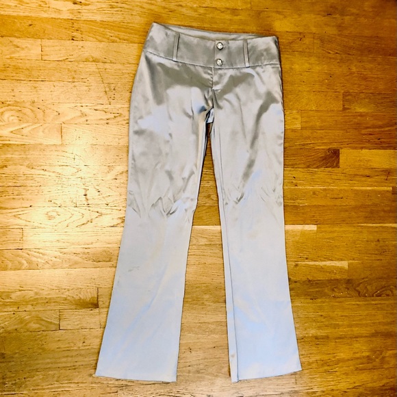 Silver stretch dress pants with rhinestone buttons - Picture 1 of 5